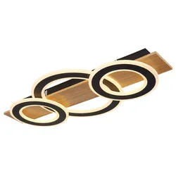 Deckenleuchte Deckenlampe Esszimmerleuchte Holzlampe Ringe 3 flammig LED L 73cm