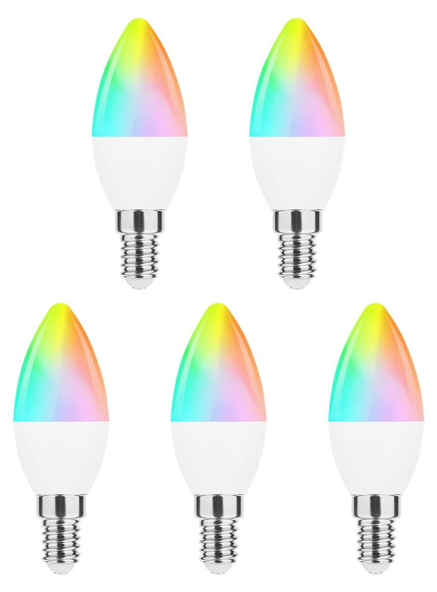 Modee LED Kaarslamp C35 E14 Mat - 4.9W 470lm RGB - Dimbaar - Appbediening en Afstandsbediening - Vervangt 40W - 5 stuks
