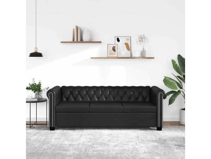 Maison Exclusive - Canapé Chesterfield à 3 places cuir synthétique noir