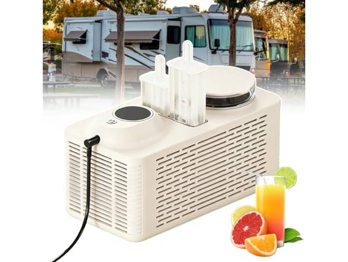 Tragbarer Mini-Eiswürfelbereiter (12 V) – Auto-Eiswürfelmaschine, kompatibel mit 12 V DC (Auto) und AC (Haushalt), schnelle Eisproduktion in 30 Minuten – ideal für Wohnmobile & Camping Off-White