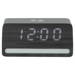 Karlsson, Wecker, Alarm clock Retro w. light LED black wood veneer