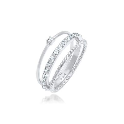 Solitärring ELLI "Set mit Kristallen von SwarovskiSchmuck 925 Silber" Gr. 62, silber, Fingerringe, Damen, 62mm,mit Steinen, Silber 925 (Sterlingsilber)