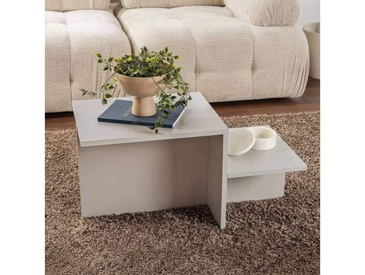 Dmora Couchtisch Cantello 80x40x40h cm Grau mit Zeitschriftenablage