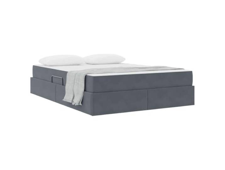 KTHLBRH Boxspringbett mit Matratze, Dunkelgrau, 140 x 190 cm Luxuriöser Samt, Metallgestell, hydraulischer Aufbau, Lattenrost im Lieferumfang enthalten