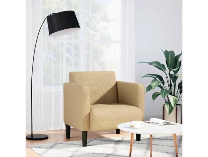 NLQMSU Sessel aus geripptem Velours, 54 cm, mit Armlehnen, Grau / Grün Verschleißfester Stoff, Sitz aus Schaumstoff und Federn, stabiler Rahmen, vielseitig einsetzbar, modernes und traditionelles