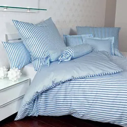 Janine Streifen-Bettwäsche modern classic hellblau Bezug für Nackenrolle einzeln breite Streifen - blau