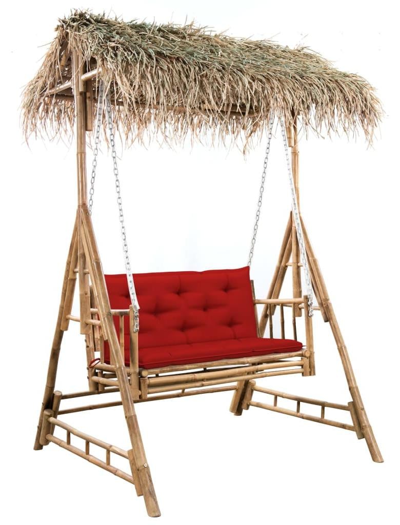 vidaXL Hangstoel in Hollywood-stijl met palmbladmotief, bamboe, 202 cm
