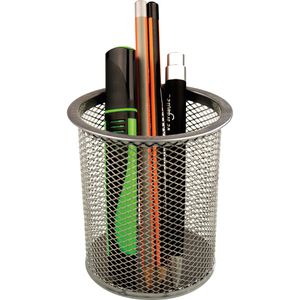 Helit Stiftehalter H2518100 the round network rund, Metalldraht, 1 Fach, silber