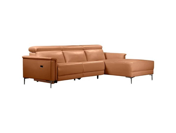 Lund-canapé 3 Places Avec 1 Fauteuil Électrique En Pu Cognac