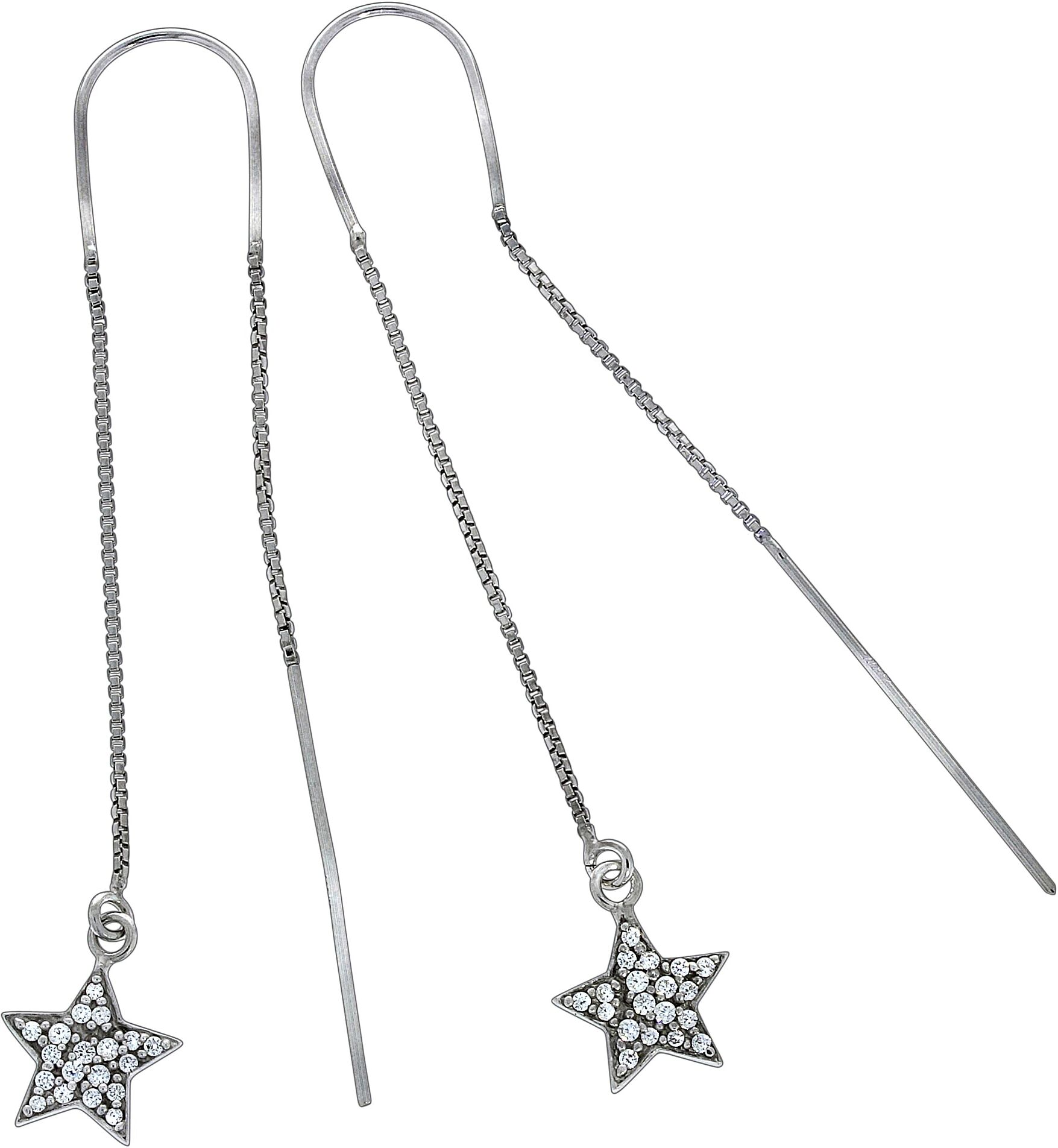 Paar Ohrhänger VIVANCE "925/- Sterling Silber Sterne", weiß (weiß, weiß), Ohrringe, Damen, one-size, Silber 925 (Sterlingsilber)