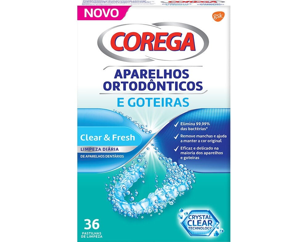 Corega Cleansing Tablets Orthodontic and Gutters 36&nbsp;un.