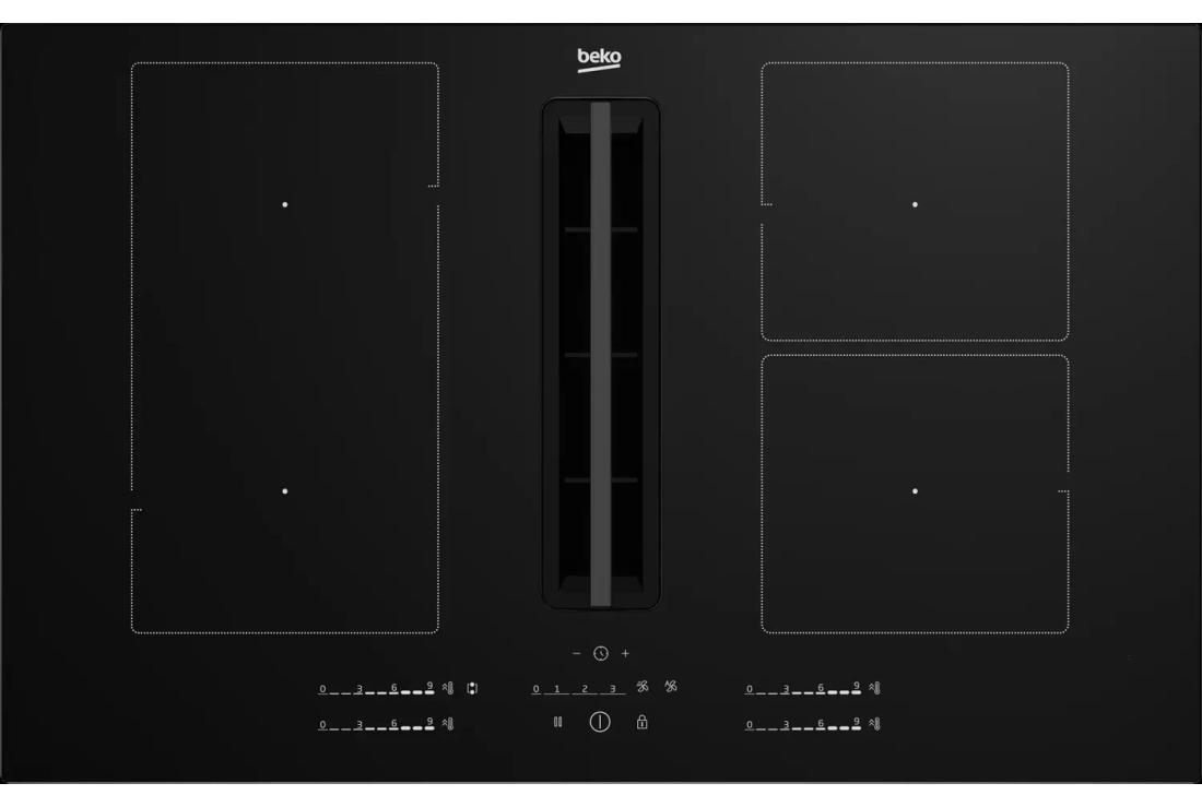 Beko HIXI 84700 UF, Schwarz, Integriert, 80 cm, Zonen-Induktionskochfeld, Glas, 4 Zone(n)