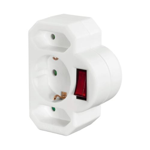 0.00m Hama Strom Steckdose mit Schalter Weiß 3 (223217)