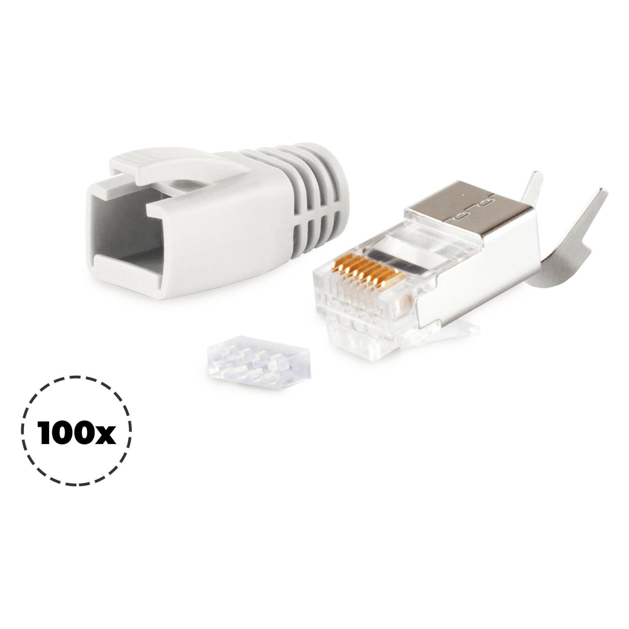 Shiverpeaks -BASIC-S--Netzwerk Modular Stecker RJ45 SET für Verlegekabel bis AWG 23, Stecker mit Zugentlastung (BS72067-100GR)