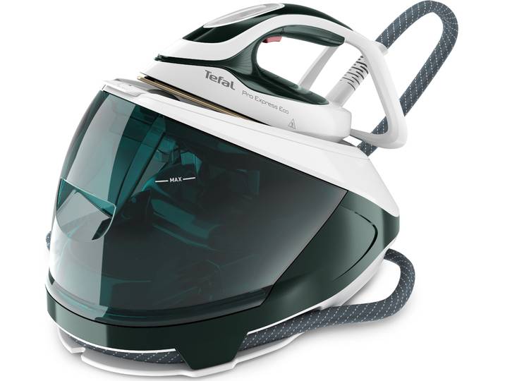 TEFAL Dampfbügelstation GV9E21 Pro Express Eco , grün (waldgrün, weiß), Dampfbügelstationen, 2200 Watt, 140 g/Min. Dampfabgabe, 560 g/Min. Dampfstoß, Eco-Design, Dampfbügelstation