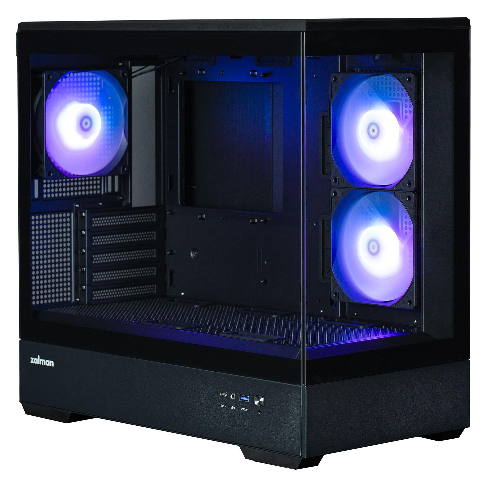 Zalman GHE P30 micro-ATX Geh??use Tempered Glass Panoramic View - Schwarz/White (mATX, Mini-ITX) (P30 BW)