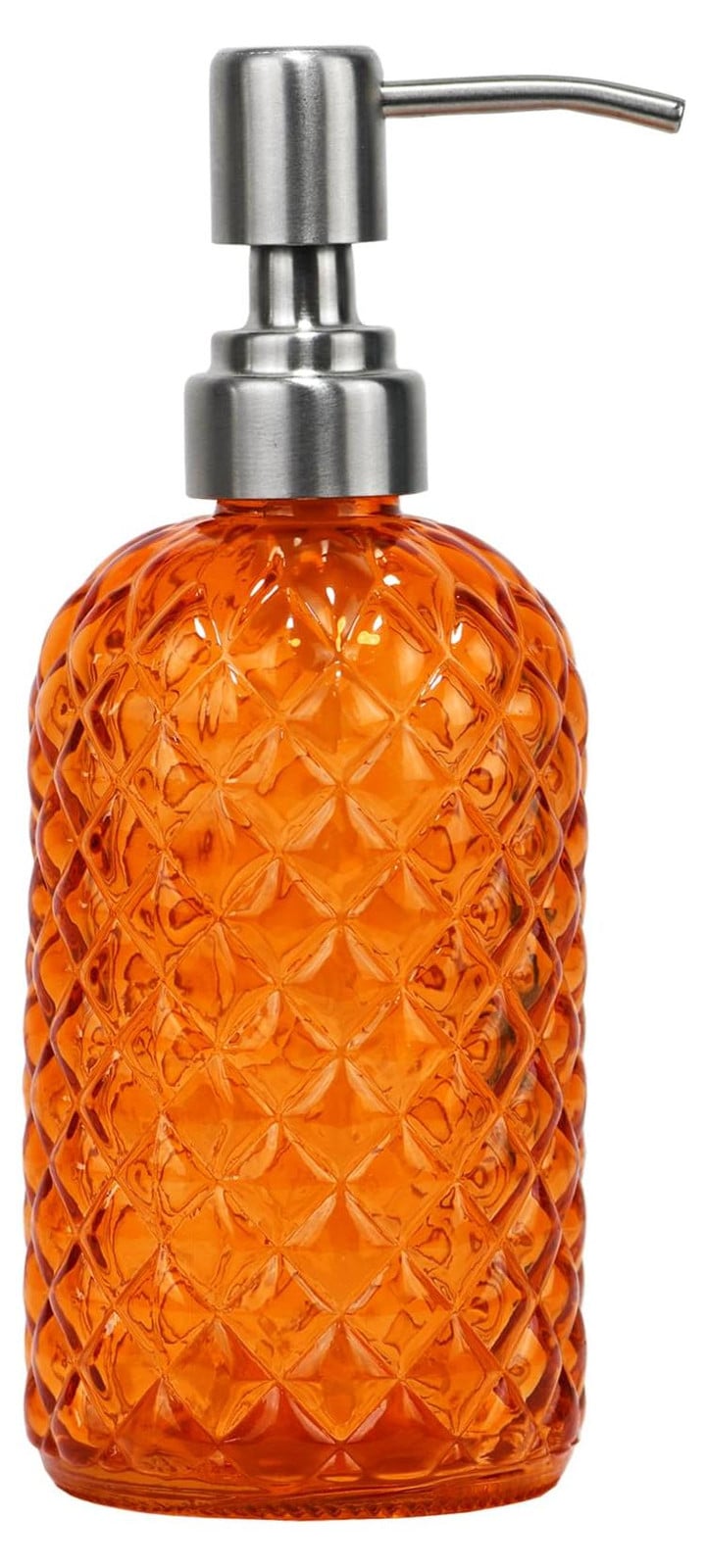 Solidchoice Glazen zeepdispenser met diamantpatroon, 500 ml