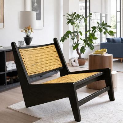 "23"" Rattan Mid-Century Accent Lounge Chair with Rubber Wood Frame and Boho Design and Easy Assembly"
