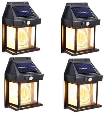Uplifted Finds Solar Powered Outdoor Wall Light Motion Sensor Waterproof LED Lamp 4 Pcs