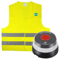WE - V16-Notfall-Beacon-Set, geolokalisiert und verbunden mit dem DGT 3.0 + 100 % Polyester 12 mr/m2 Reflektorweste