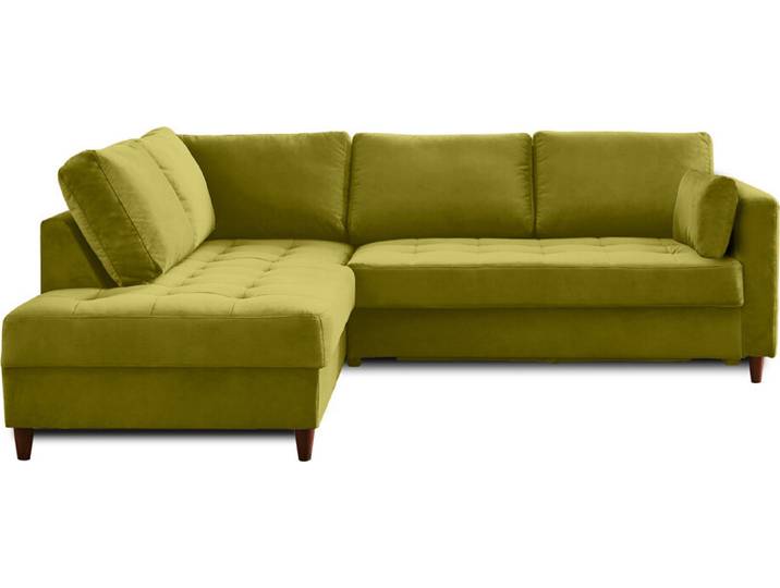 Lisa Design Anna - canapé d'angle gauche - 5 places - convertible - en velours \, Vert Olive