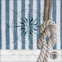 Ambiente 20 Servietten Papier 33x33cm 3-lagig - hochwertige Einweg Papierservietten maritim Kompass Motiv Seil Partyservietten Sommerdeko Gartenfest Stranddeko