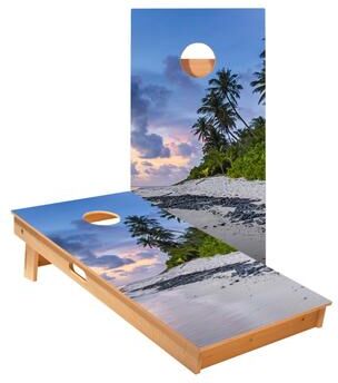Skip's Garage Beach Scene Cornhole Boards