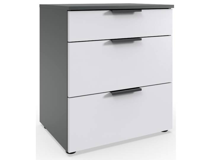 Nachtkommode WIMEX Level by fresh to go , weiss (front weiß, korpus graphit), B:54cm H:61cm T:41cm, Holzwerkstoff, Sideboards, Nachtkommode, 3 Schubladen mit soft-close Funktion, 54cm breit, 61cm hoch