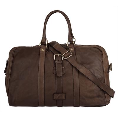 Reisetasche FORTY "FORTY Damen, Herren echt Leder, Made in Italy", Gr. B/H/T: 53cm x 30cm x 20cm onesize, braun, Leder, leicht glänzend, unifarben, Taschen Reisetasche, echt Leder, Made in Italy