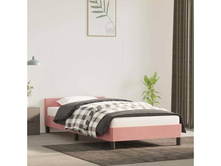 Samtbezug Stabil Stützbeine Schlafzimmer Komfort Rosa 100x200 cm Bettgestell mit Kopfteil ohne Matratze Rosa 100x200 cm Samt Polsterbett Stabil Stützbeine Schlafzimmer