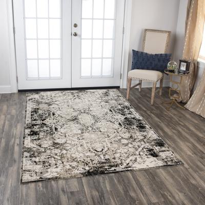 NAVATEXTURA Graystone Medallion Gray and Natural Polyester Area Rug