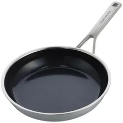 KitchenAid Multi-Ply koekenpan 24cm - RVS - inductie - anti-aanbak - PFAS-vrij, Pfanne + Kochtopf, Silber, Schwarz