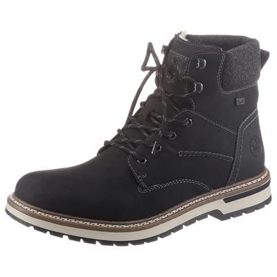 Schnürstiefel RIEKER, Herren, Gr. 41, schwarz (schwarz, grau), Lederimitat, Schuhe Schnürstiefel, mit Rieker-TEX Ausstattung