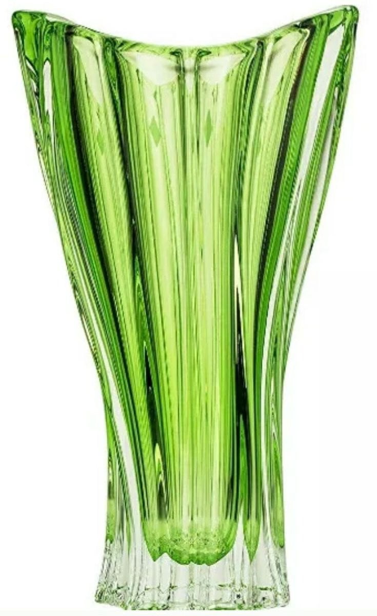 Aurum Crystal Bohemia Groene kristallen vaas PLANTICA Hoogte: 32 cm