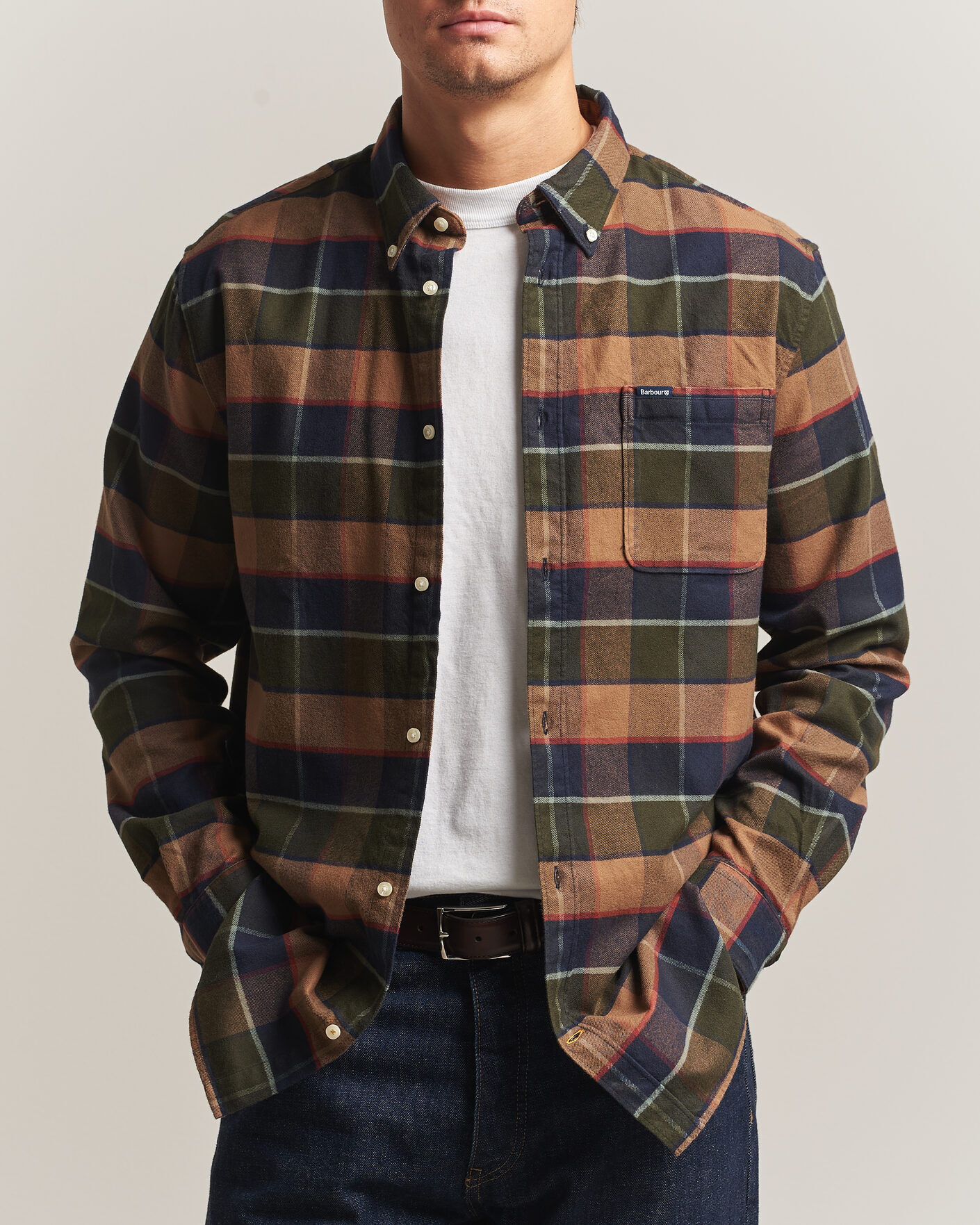 Barbour Lifestyle Valey Flannel Check Shirt Olive men L Grøn