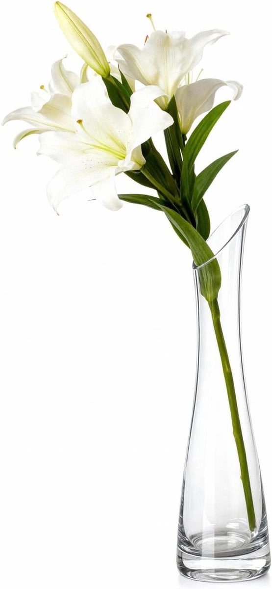 Handgeblazen Glazen Vaas voor Decoratie - Transparant - Hoogte: 23 cm