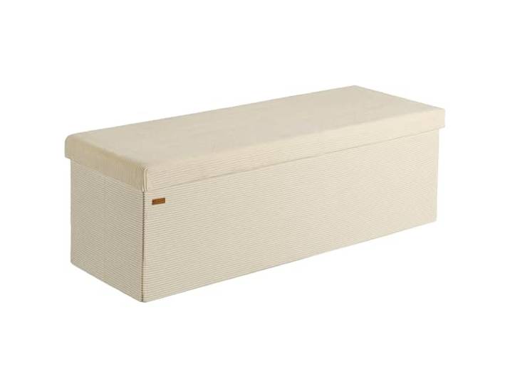 CASARIA® Banc de rangement en velours côtelé beige 130 L Siège Coffre de rangement pliable salon chambre couloir