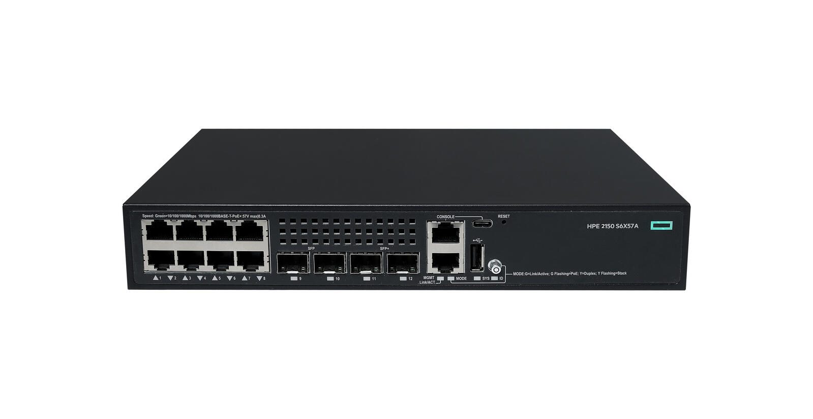 HPE Networking CW 2150 8p 10M/100M/1G PoE+ 2p SFP 1G 2p SFP+ 1G/10G 125W Switch (S6X57A) S6X57A#ABB