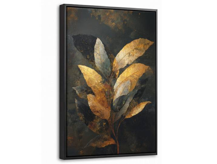 MuchoWow Leinwand Bilder mit Rahmen - Golden Leaf Komposition - Botanical Luxury - 20x30, Goldfarben, Rechteckig, 20x30 cm, gerahmt, Bilder & Rahmen, Bilder, Leinwandbilder