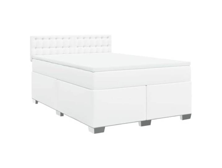 vidaXL Boxspringbett mit Matratze Weiß 140x190 cm Kunstleder
