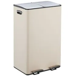Relaxdays Mülleimer Küche 2x 30 Liter Beige,Silber