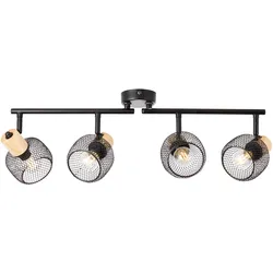 Brilliant, Deckenstrahler, Strahlerrohr 4flg, 74 cm, E14, schwenkbar, Metall/Holz, schwarz/braun (E14)