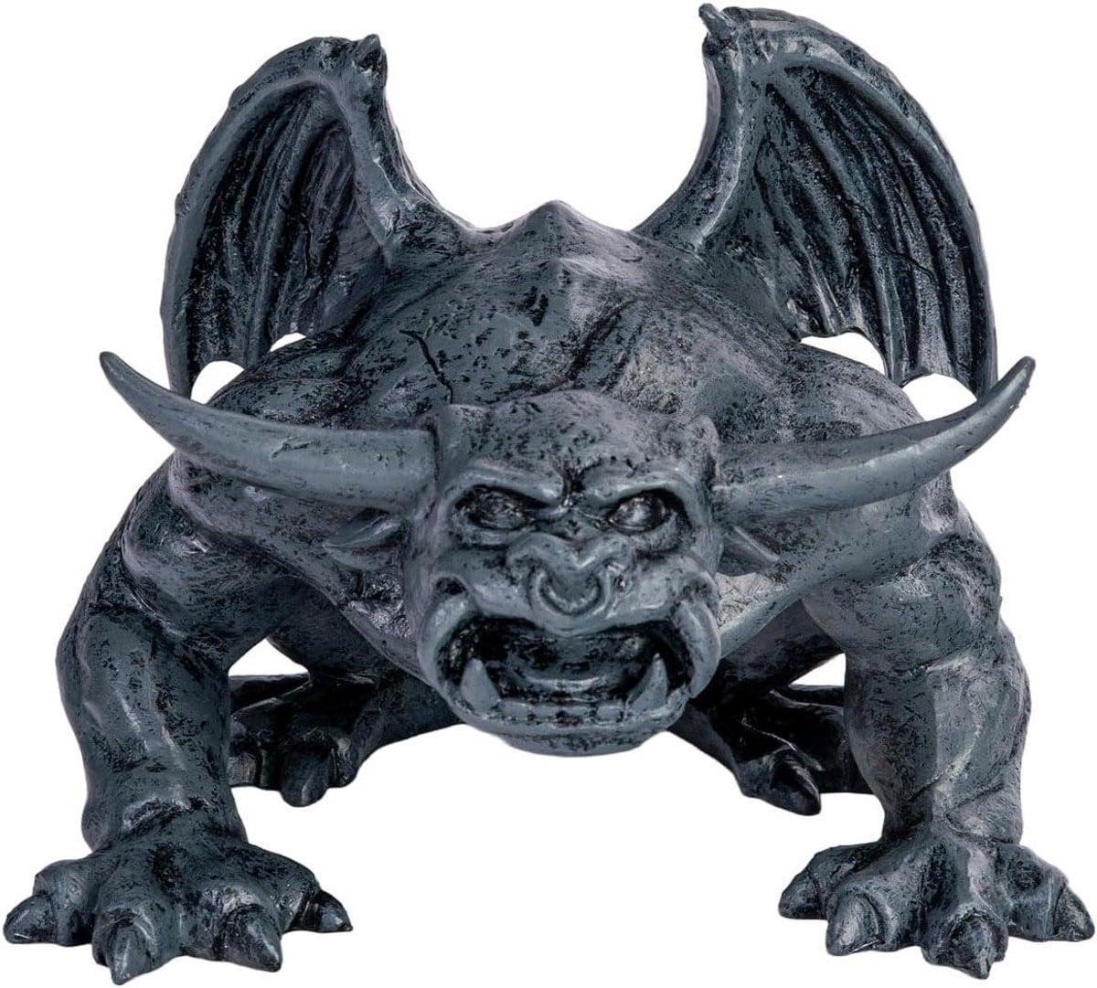 Gargoyle Beeld Grijs Decoratief Figuur voor op Tafel met Gedetailleerd Vakmanschap - Lengte: 14 cm