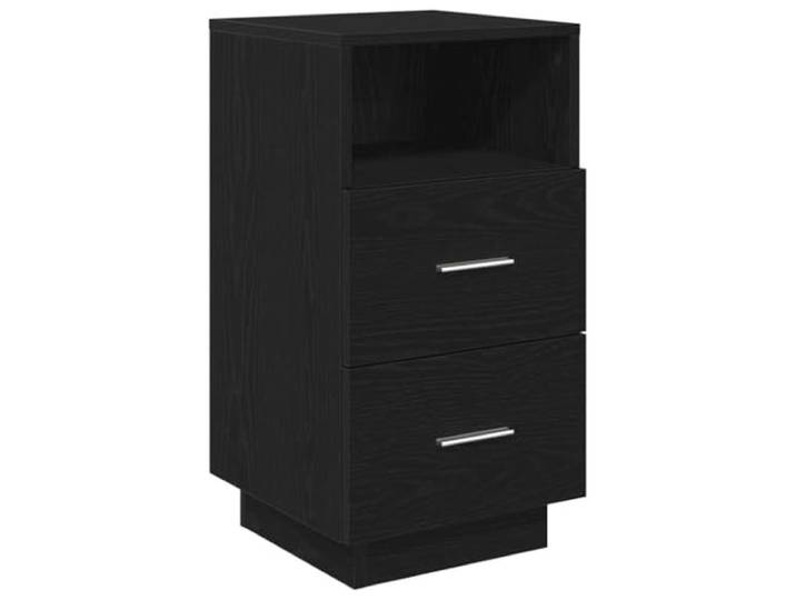 Fisinber Nachttisch Schwarz 36x36x68 cm Nachtkommode mit 2 Schubladen Schlanker Beistelltisch fürs Schlafzimmer mit offener Ablage und Wandbefestigung für geordnete Raumnutzung.