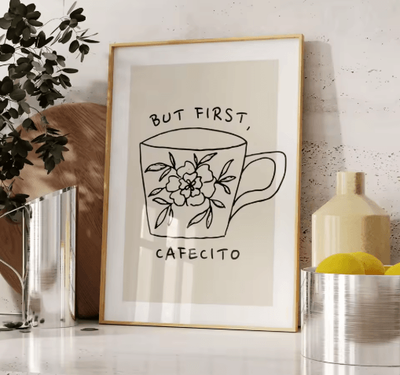 Inspire Picks But First Cafecito Minimalist Spanish Quote Canvas Modern Coffee Bar Wall Decor 19 50x70cm Unframed