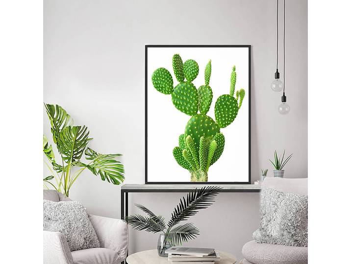 Tableau déco Cactus Cadre : hêtre massif verni Revêtement : plexiglas Multicolore 62 x 82cm