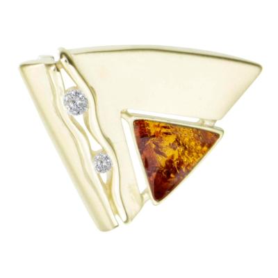 Kettenanhänger OSTSEE-SCHMUCK "- Gleiter-Benita - Gold 585/000 - Bernstein/Brillant" Gr. 23, gold (gold 585, goldfarben, gelb), Schmuckanhänger, Damen, Gelbgold 585, Kettenanhänger