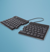 R-Go Tools Ergonomische Tastatur R-Go Split Break mit Pausensoftware, geteilte Tastatur, QWERTY (PT), kabellos, schwarz, Kabellos, Bluetooth, Scherenschalter, QWERTY, Schwarz