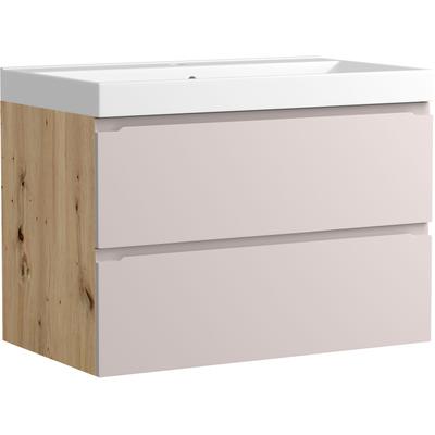 Waschtisch WELLTIME "CABO, Waschtisch", rosa (kaschmir), B:80cm H:58,5cm T:46cm, Waschtische, Waschtisch, Kaschmir, griffloses Design
