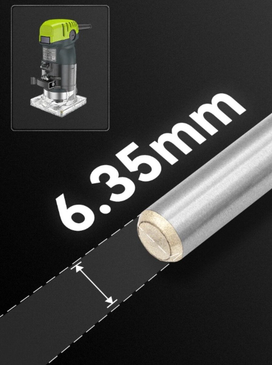 INF Fraise droite en carbure 6 mm à trois tranchants, protection antirouille, pour défonceuse de finition 6,35 mm